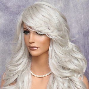 Synthetic Wig w/Bangs Layered Color Grey